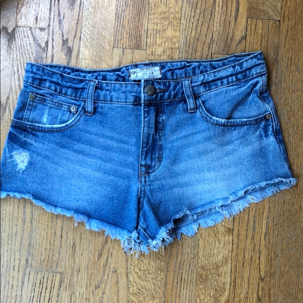 Free People Medium Wash Cutoff Jean Shorts